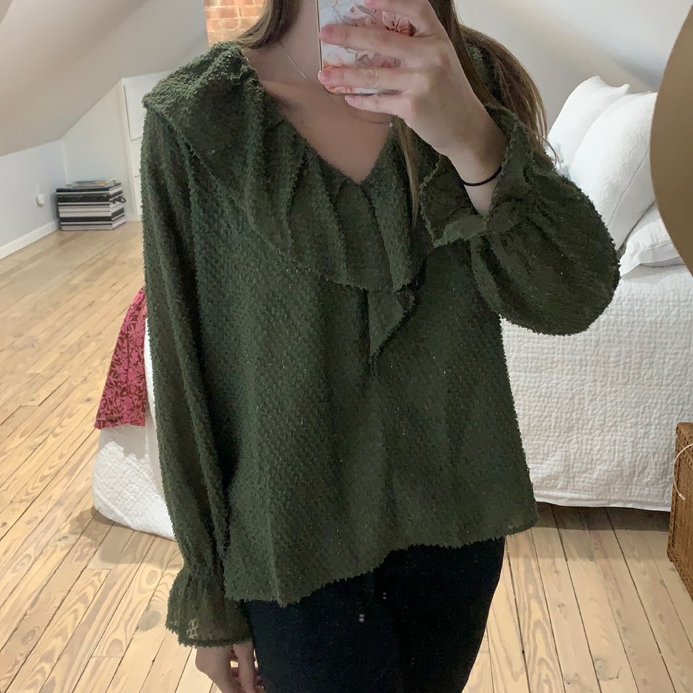Shimmery olive green LOFT blouse